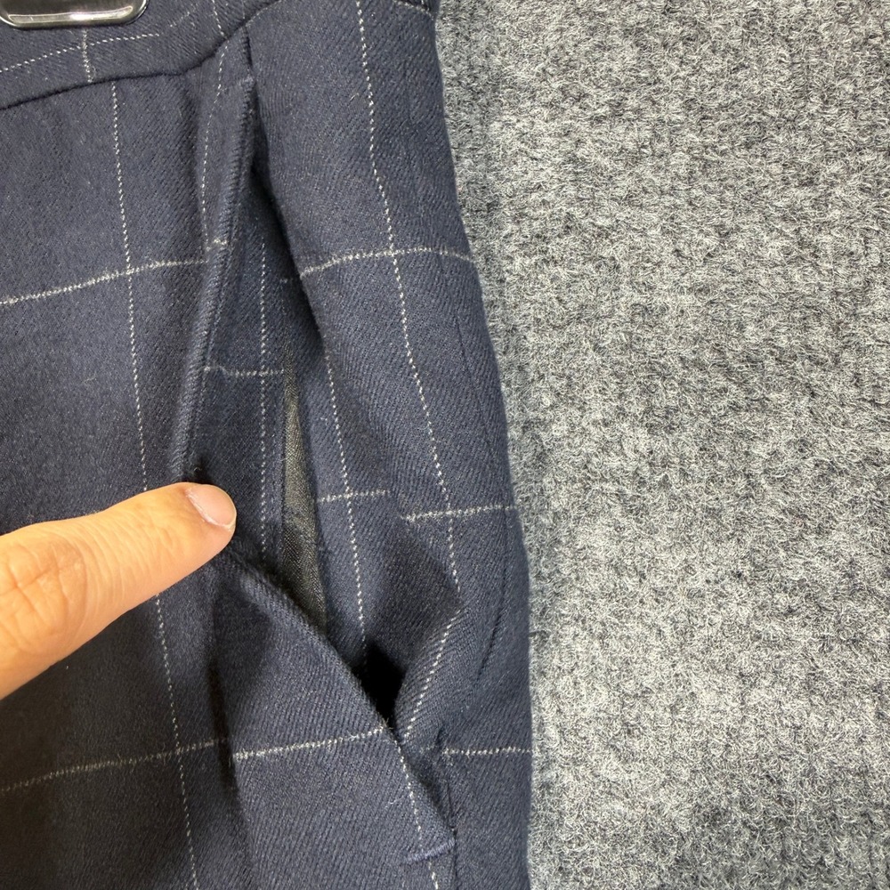 Express Slim Pleated Dress Pants Mens 36x34 Blue Windowpane Plaid Cotton Stretch - Picture 9 of 16